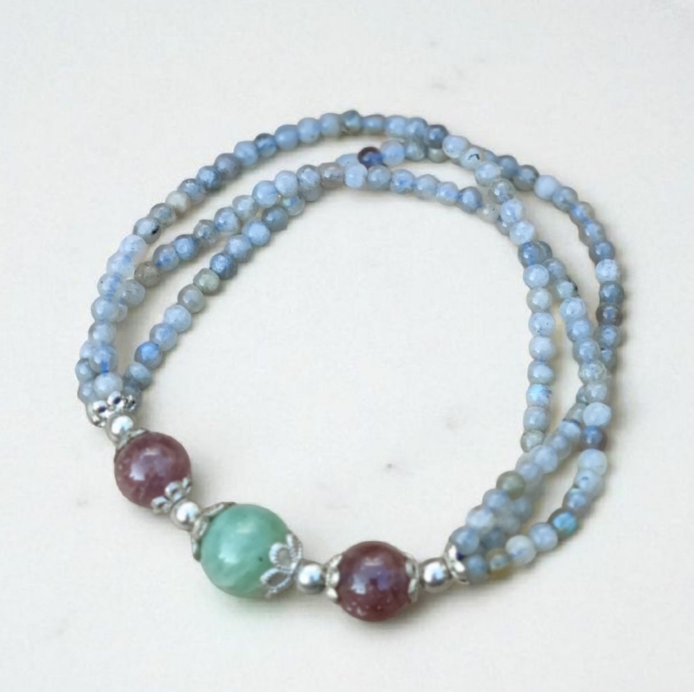 Labradorite, Jade And Garnet Bracelet